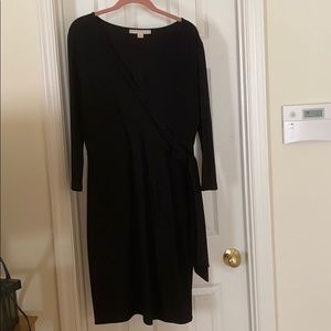 Boston Proper Black Faux Wrap Dress sz 14